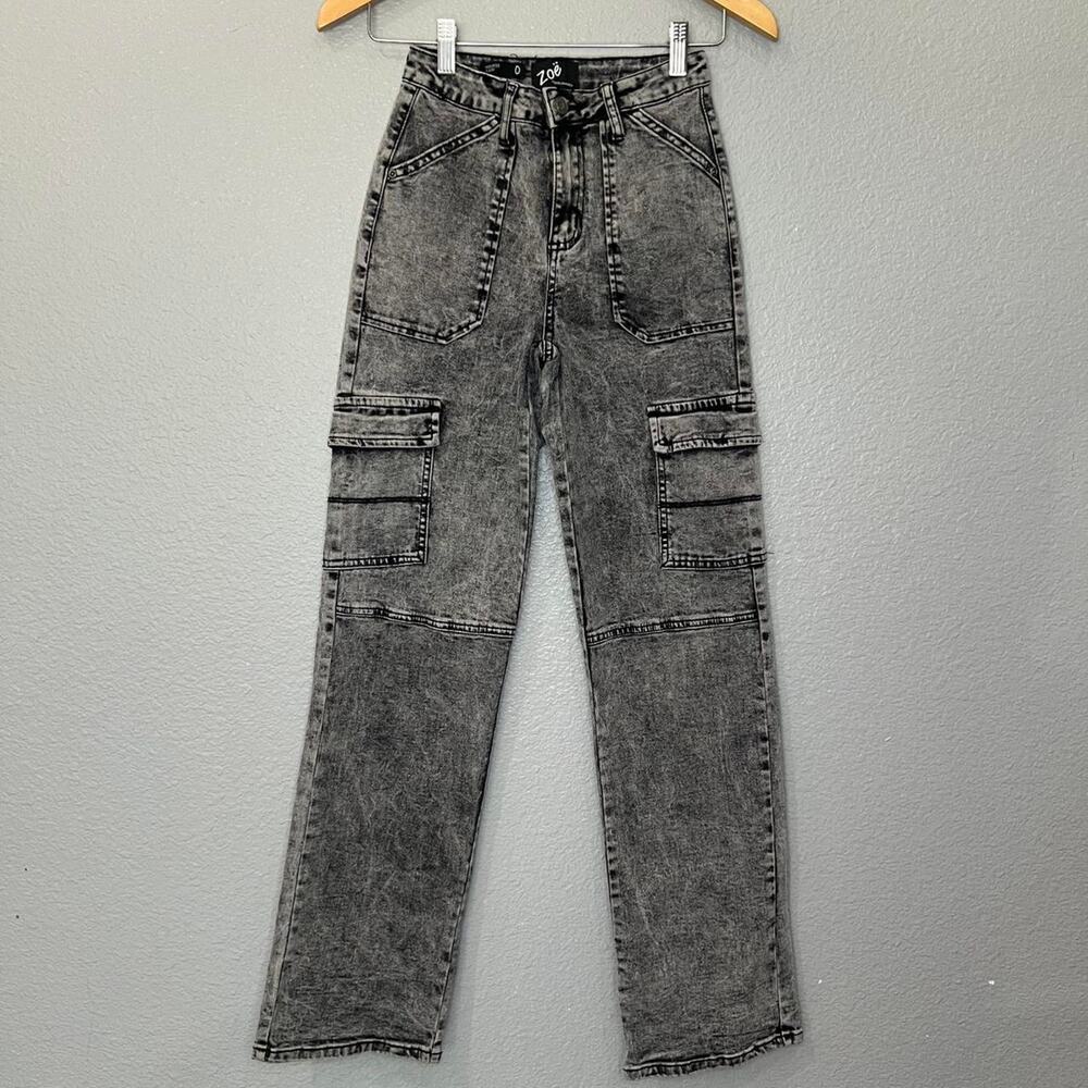 Zoe cargo jeans, faded black wash size 0